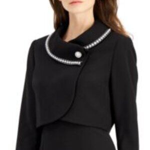 Tahari ASL Black Pearl Beaded Cropped Jacket – Women’s Size 8